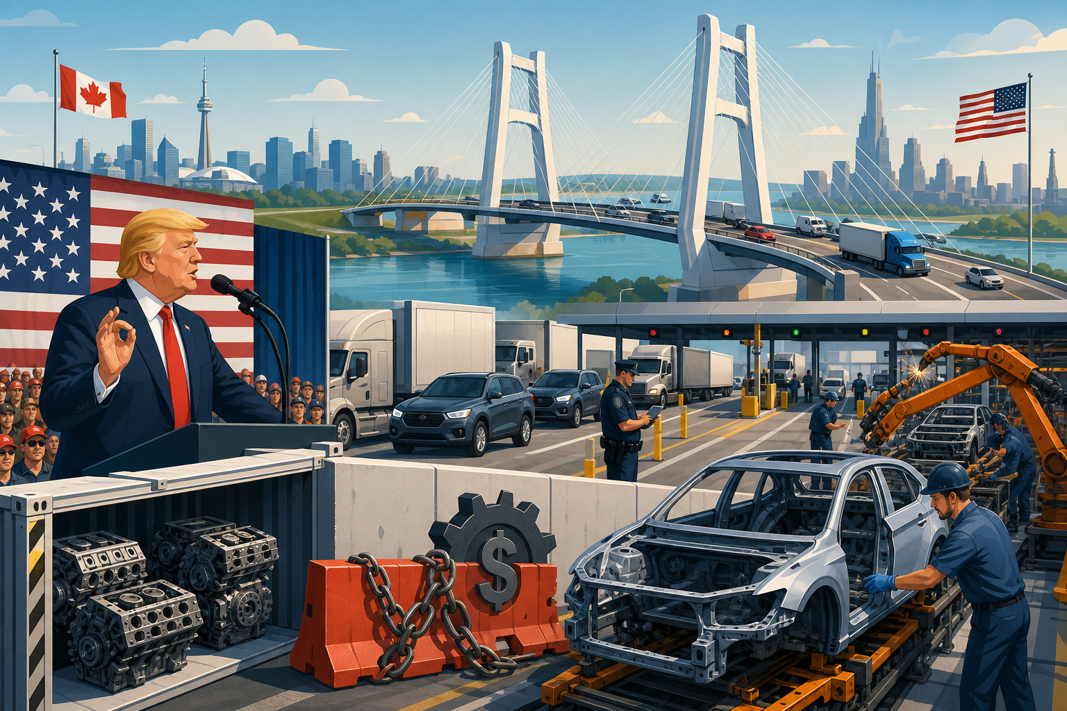 Trump Sells Tariffs in Michigan as Gordie Howe Bridge Opens Under Trade War Shadow post image