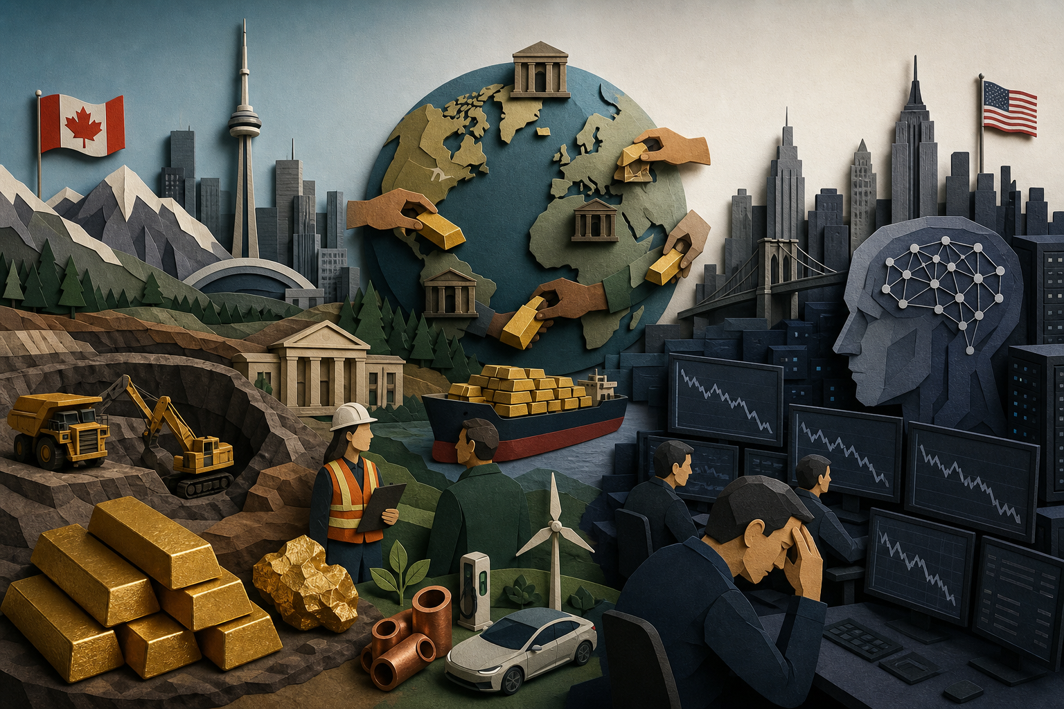 Gold Prices Lift TSX While AI Stock Weakness Drags Down U.S. Markets