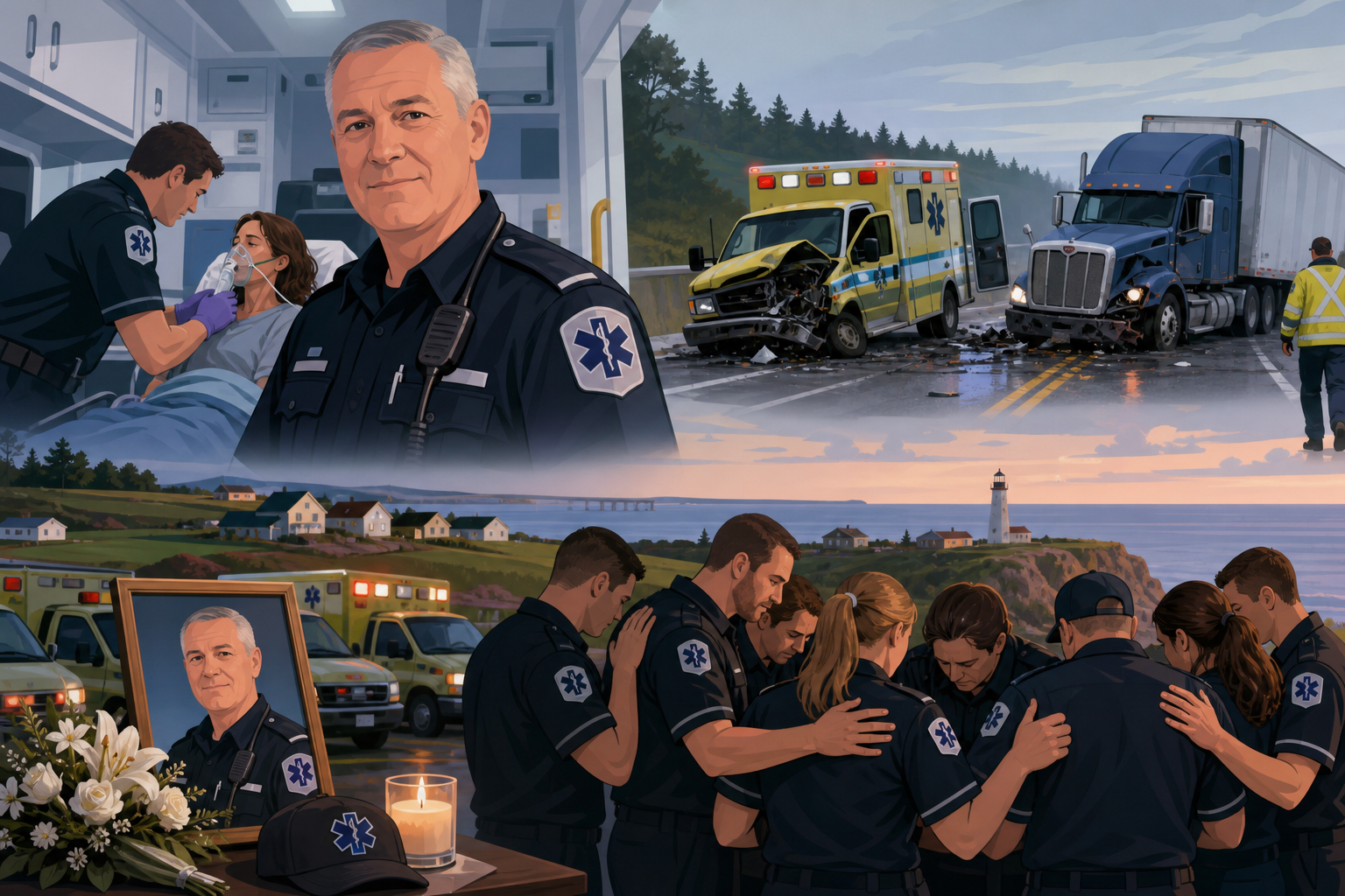 A 56-year-old paramedic dies in New Brunswick and P.E.I.'s first responders lose one of their own