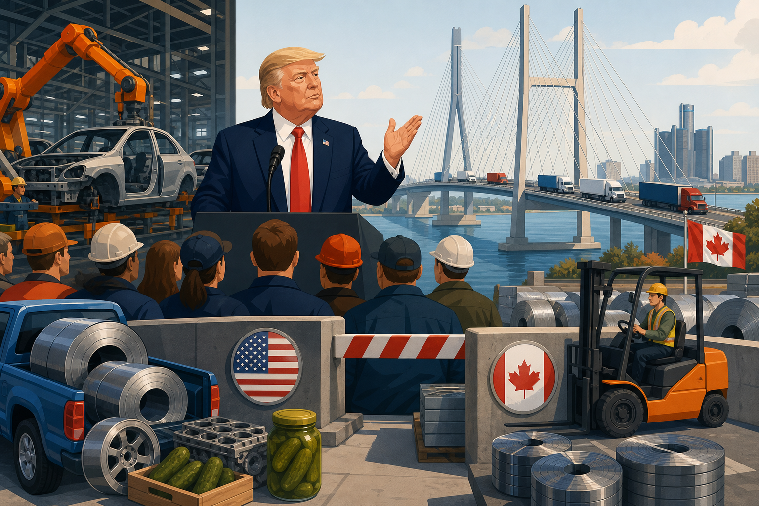 Trump visits Michigan as tariffs strain cross-border projects and trade post image