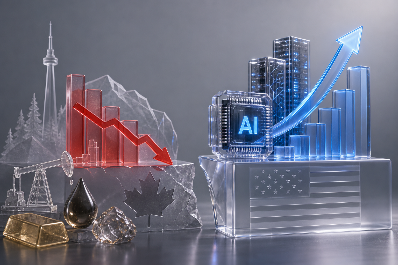 Why Canadian stocks fell while Wall Street rode AI volatility higher