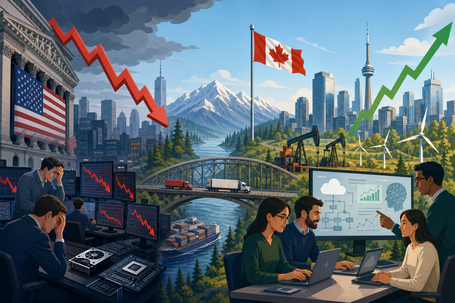 Why Canadian Tech Lifted the TSX While U.S. Chip Stocks Dragged Markets Lower