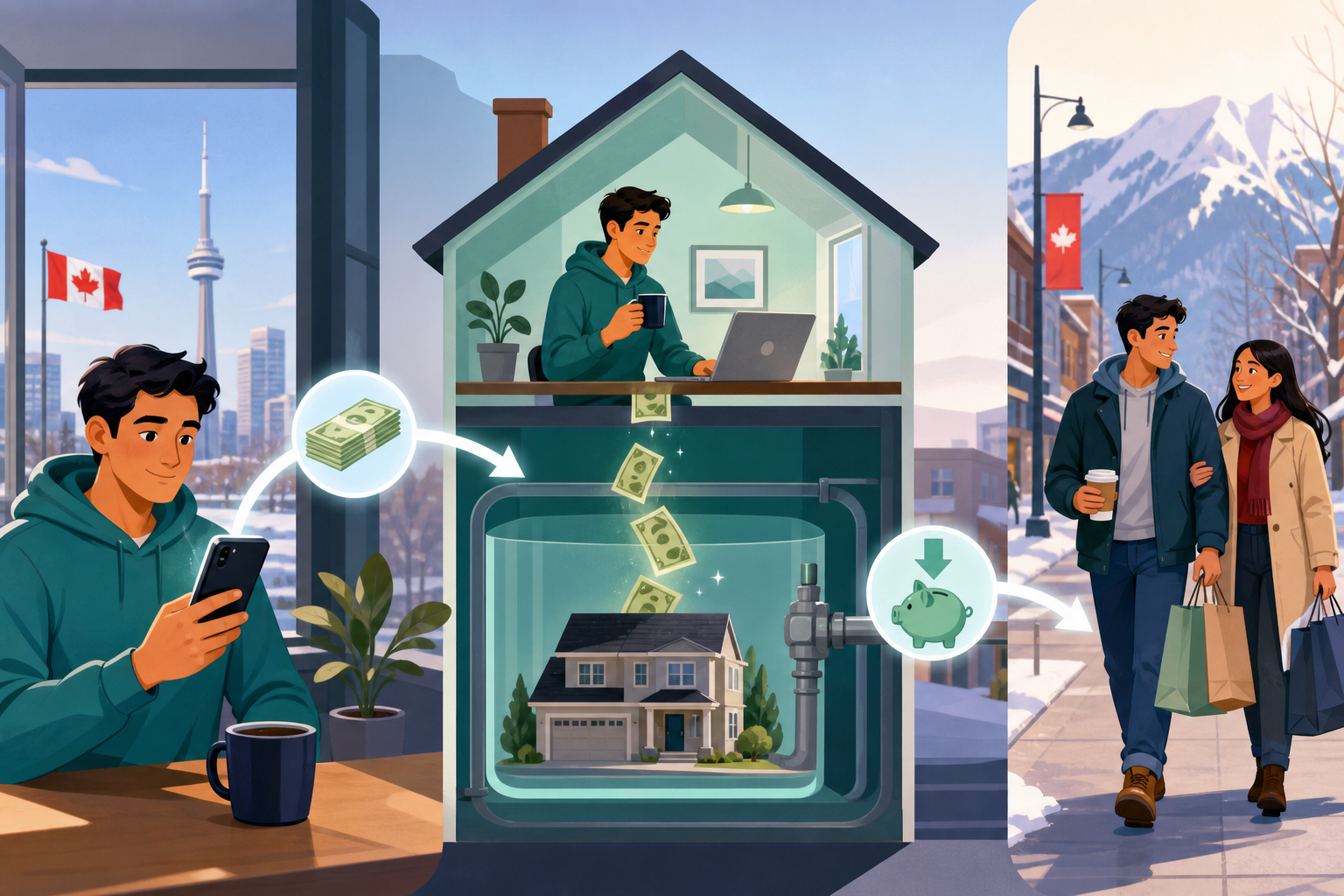 Your paycheque cuts mortgage interest the day it arrives, then you spend it post image